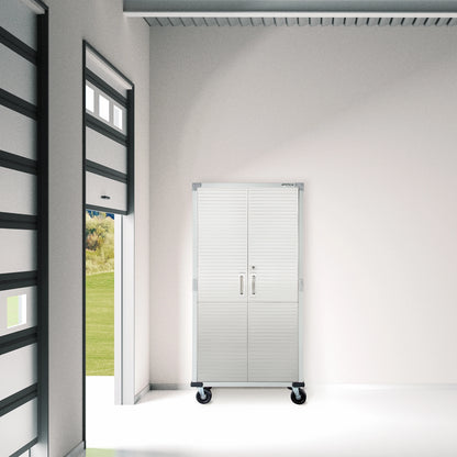 Seville Classics UltraHD Steel Body Lockable Storage Filing Cabinet Organizer Locker Shelving Unit 36" W x 18" D x 72" H, Granite