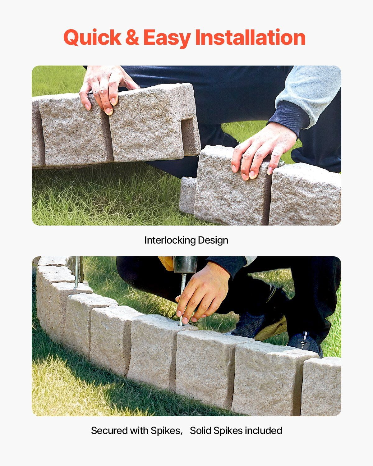 Fake Stone Landscape Edging 46.8x3.9 in Lawn Edging Border Fade-Resistant No Dig