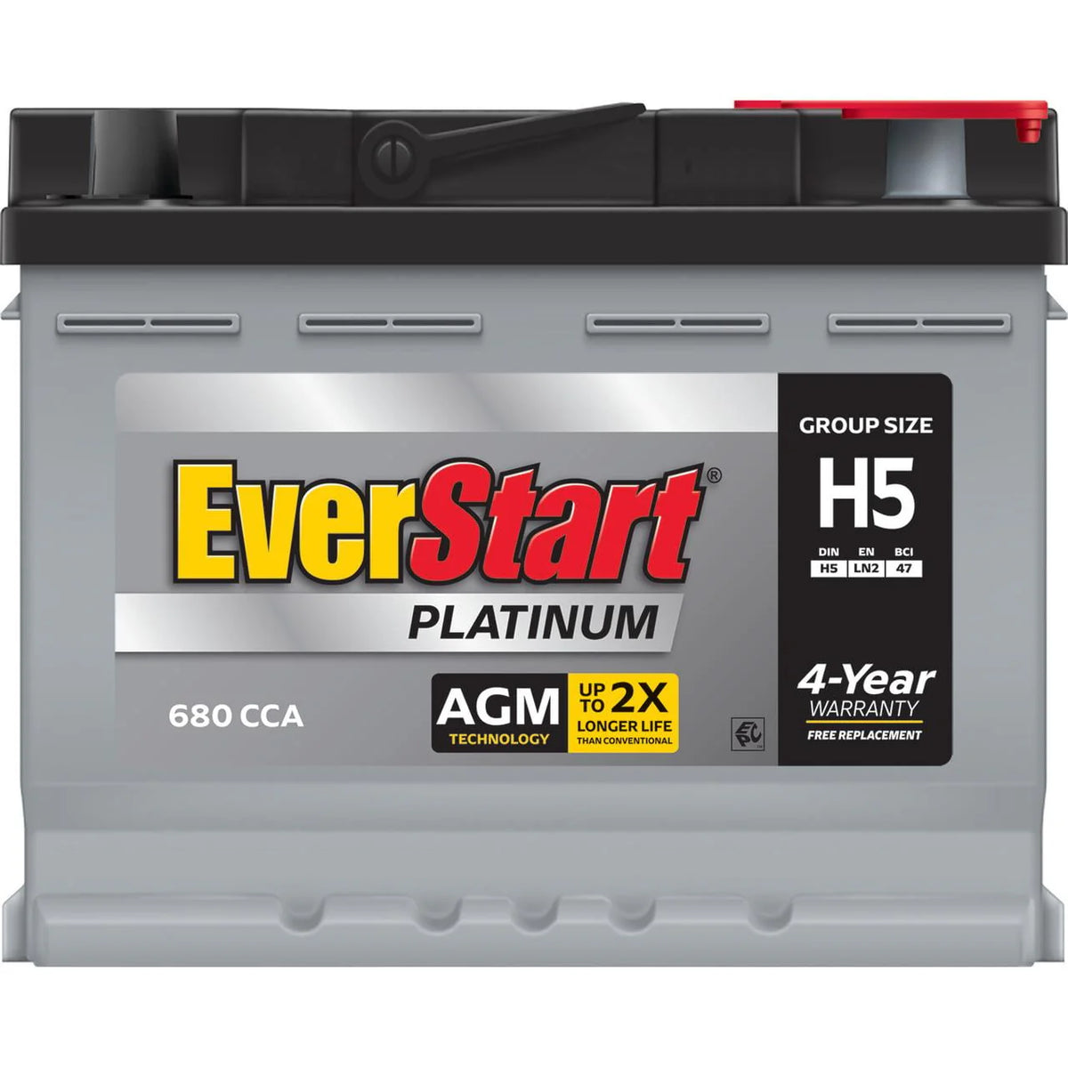 EverStart Platinum BOXED AGM Automotive Battery, Group Size H5 12 Volt, 680 CCA