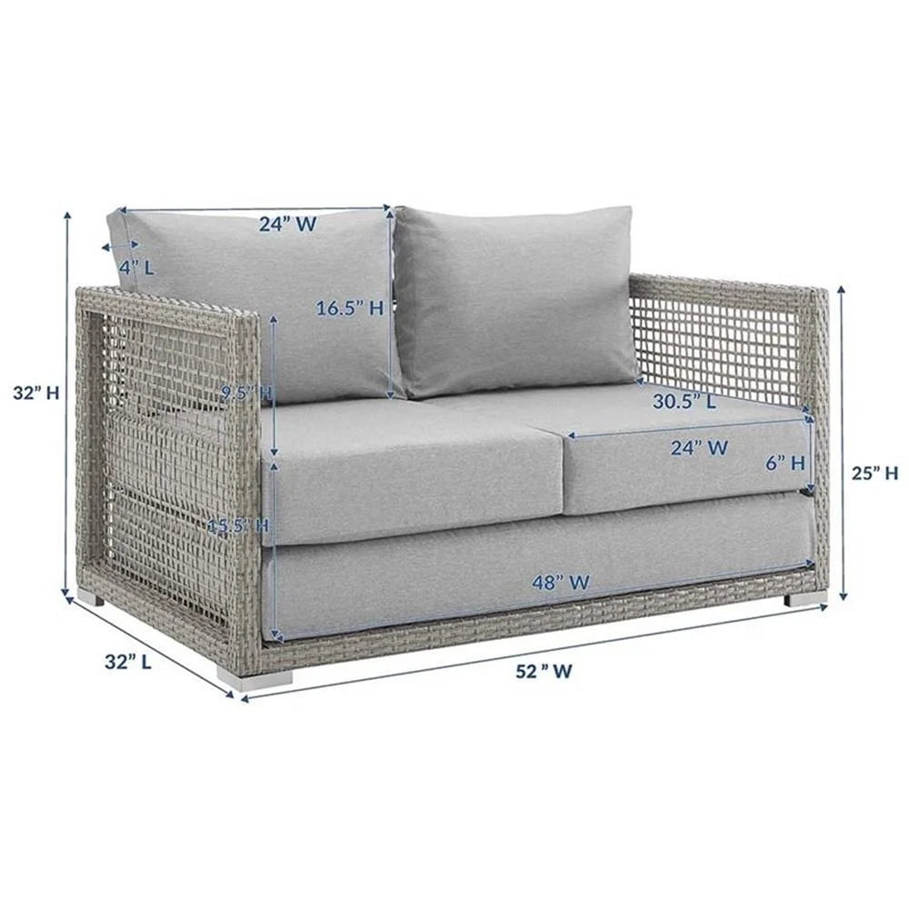 Afuera Living Wicker Patio Loveseat in Gray