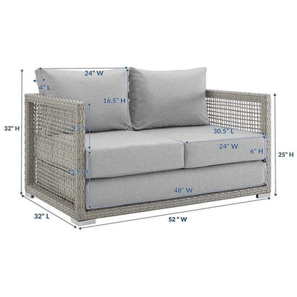 Afuera Living Wicker Patio Loveseat in Gray