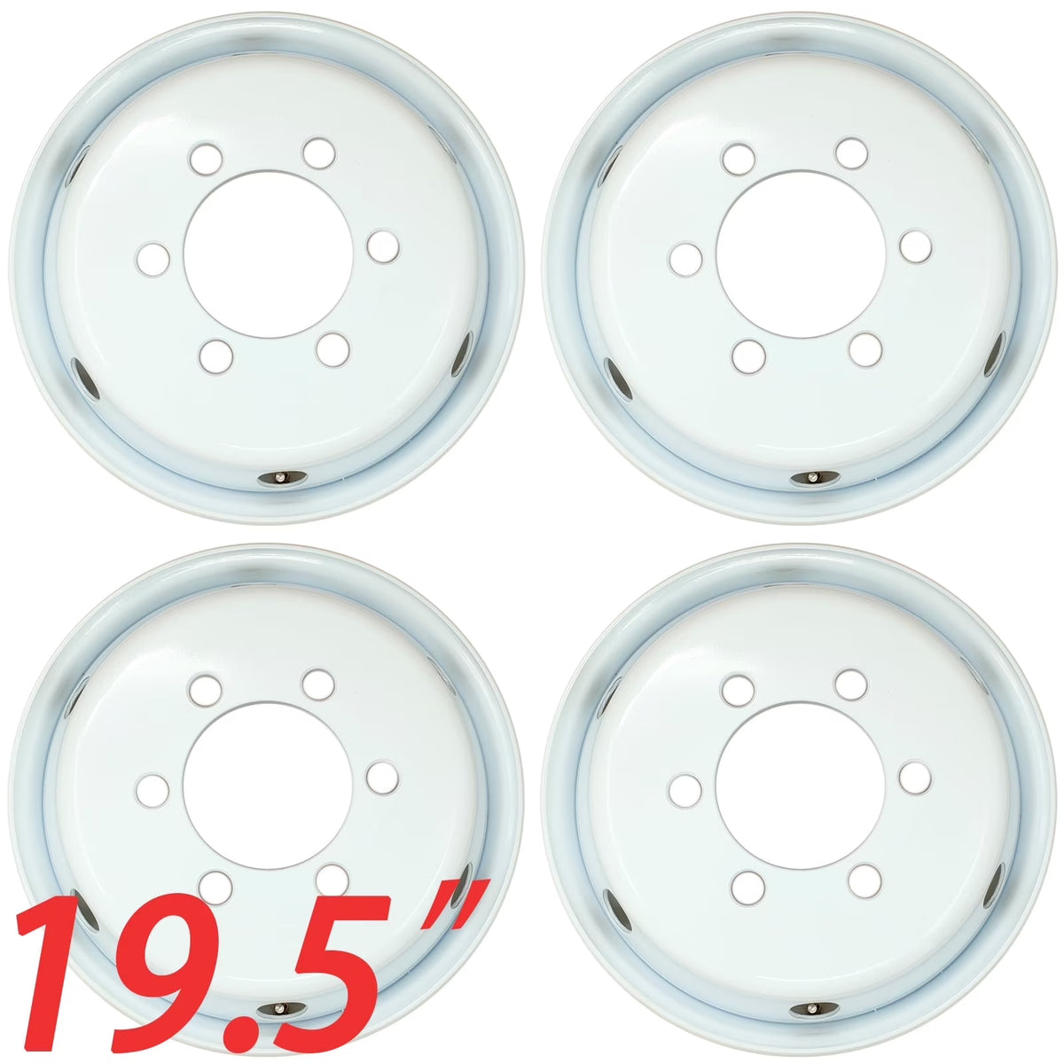19.5" Set of 4 19.5x6 White Steel Wheels For ISUZU NPR NPR-HD NQR NRR 1995-2025 OEM Design Replacement Rim 8980939730