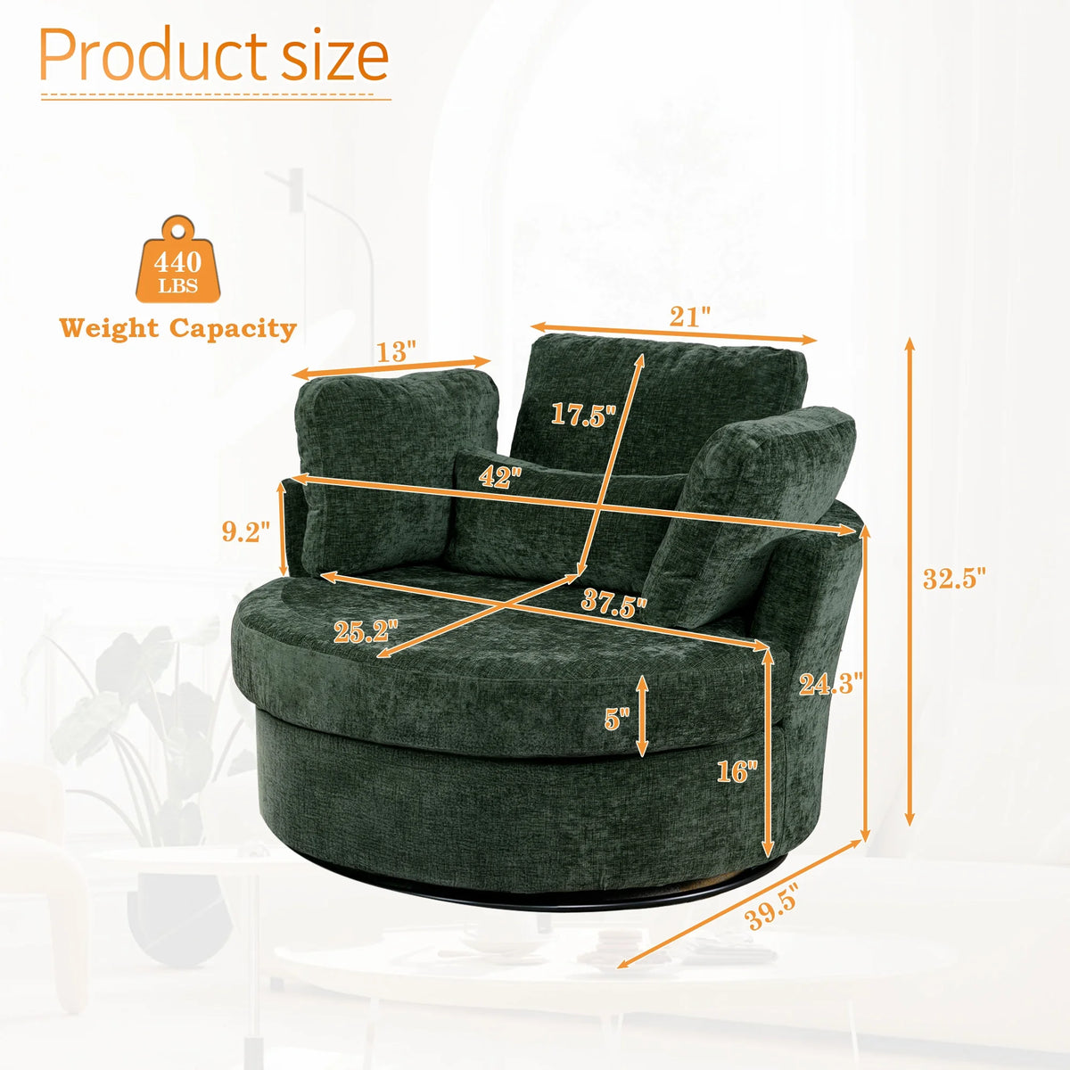 Muumblus Teddy Swivel Accent Barrel Chair, Modern Oversize Sherpa Comfy Round Reading Armchair for Living Room, Ivory