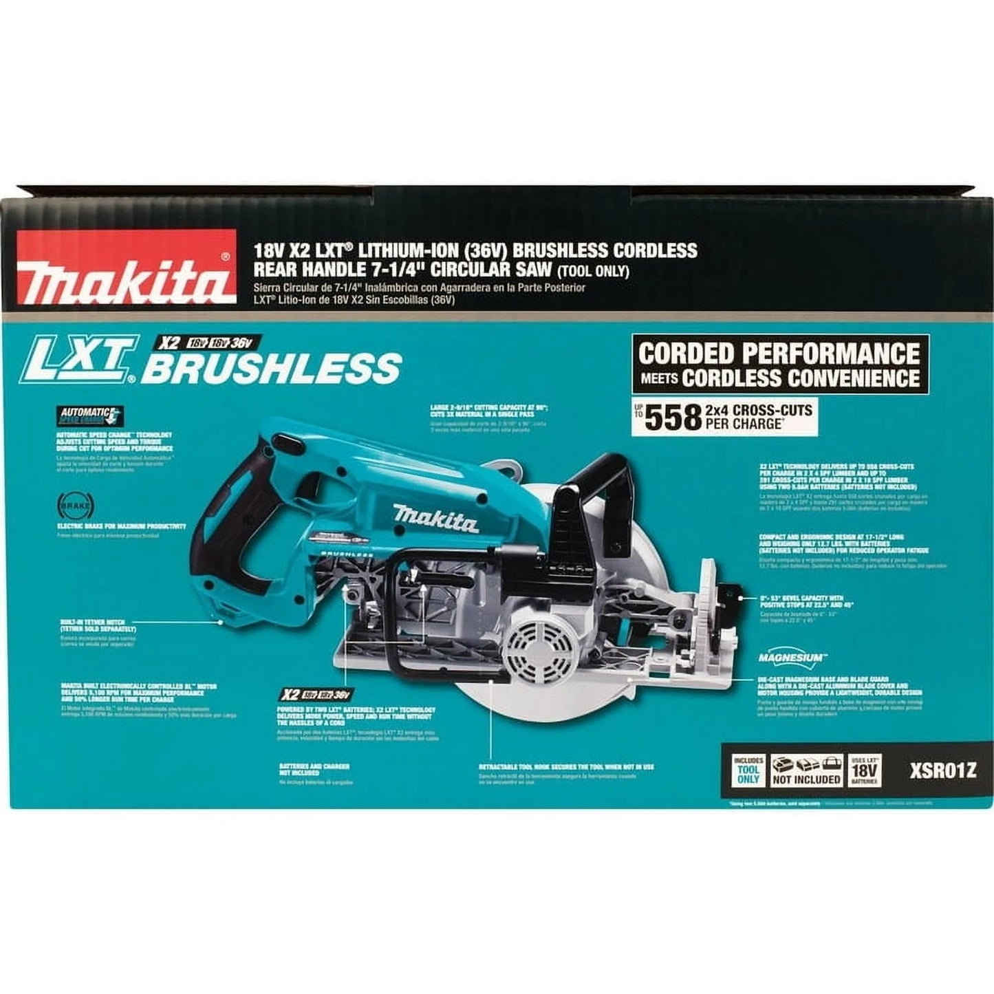 Makita Circular Saw, 7.25 in Dia, 5100 RPM XSR01Z