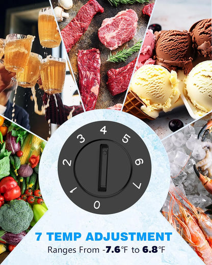 Crzoe 1.8 Cu.Ft Chest Freezer with Removable Basket and Bottom Defrost Water Drain Freestanding Mini Freezer with Adjustable 7 Thermostat for Home/Apartment, Black