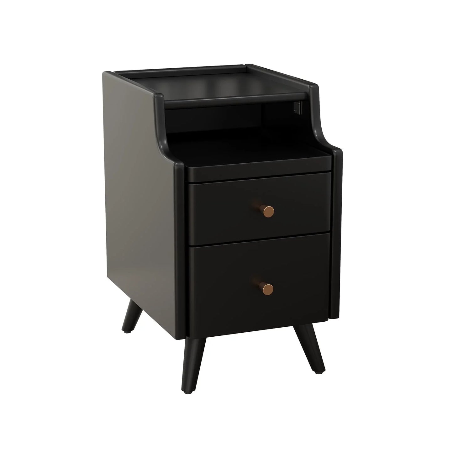 Small Nightstand,Solid Wood Nightstand with Drawers, Walnut Bedside Table for Bedroom