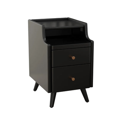 Small Nightstand,Solid Wood Nightstand with Drawers, Walnut Bedside Table for Bedroom