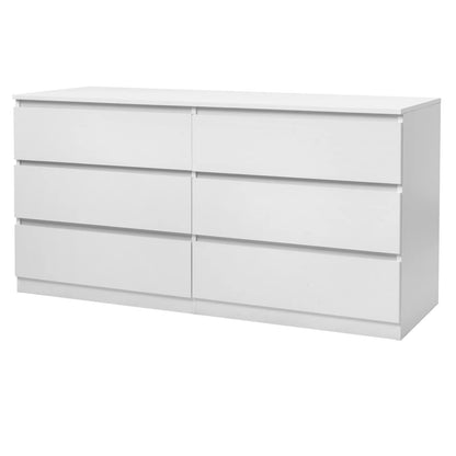 Ktaxon 6 Drawer Double Dresser Wood Dresser Storage Cabinet Drawer Organizer Chest Of Drawers, White