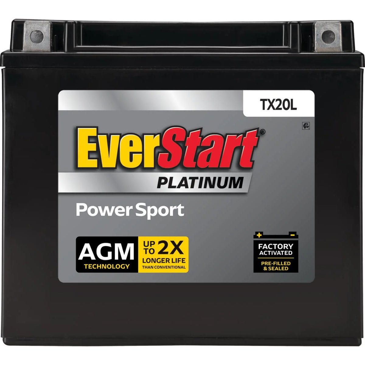 EverStart Platinum BOXED AGM Power Sport Battery, Group Size TX20L 12 Volt, 310 CCA