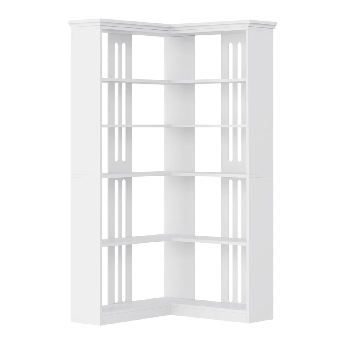 EuKer 5 Tier Corner Bookcase, L-Shaped Bookshelf with Large Storage Capacity for Living Room, Bedroom, Office (Half Panel, Retro Brown)