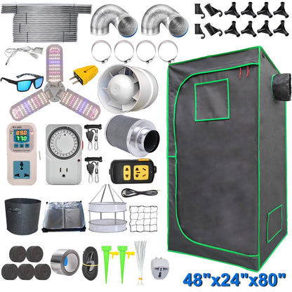 Vanleno Upgraded 48"x 24"x 80" Complete Grow Tent Kit, Full Spectrum LED Grow Light