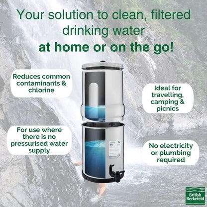 Doulton British Berkefeld W9361132 2.25 Gallon Countertop Water Filter System Includes 2X Ultra Fluoride Reduction Ceramic Filters