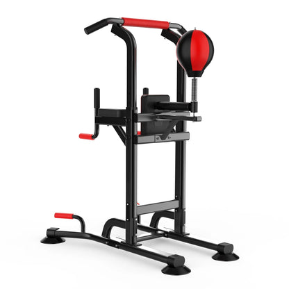 Power Tower Dip Station Pull Up Bar Gym Fitness Workout Exercise Equipment Strength Training with Speed Punching Bag Boxing Ball