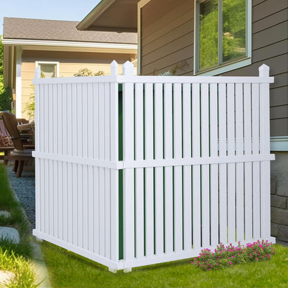 36"W X 45"H Outdoor Privacy Screen, Vinyl Air Conditioner Fence with Metal Stake, No Dig Trash Can Enclosure for Outside- 2 PVC Panels, White, Vertical