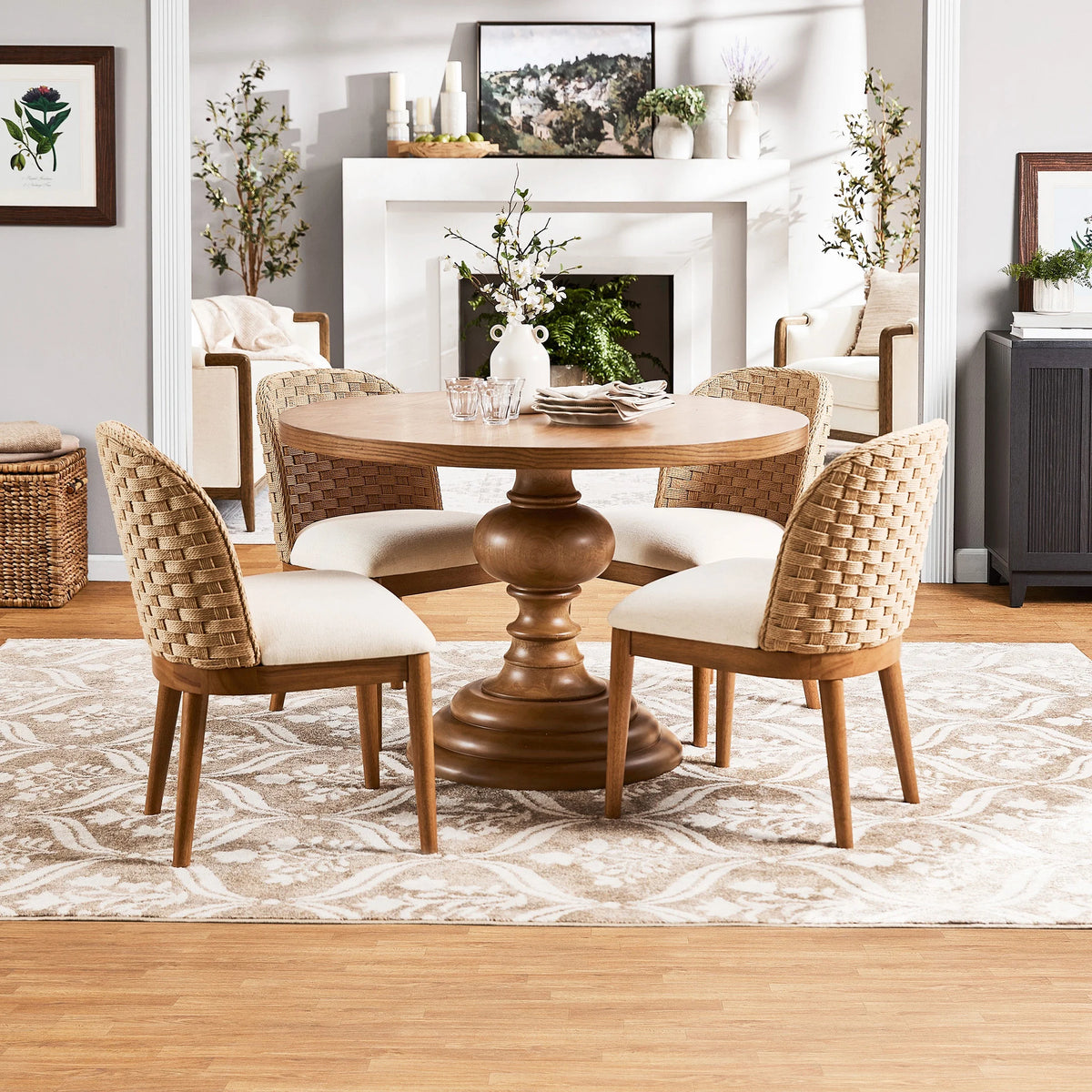 My Texas House Saylor Farmhouse Dining Chair Set, Natural Wood, Set of 2