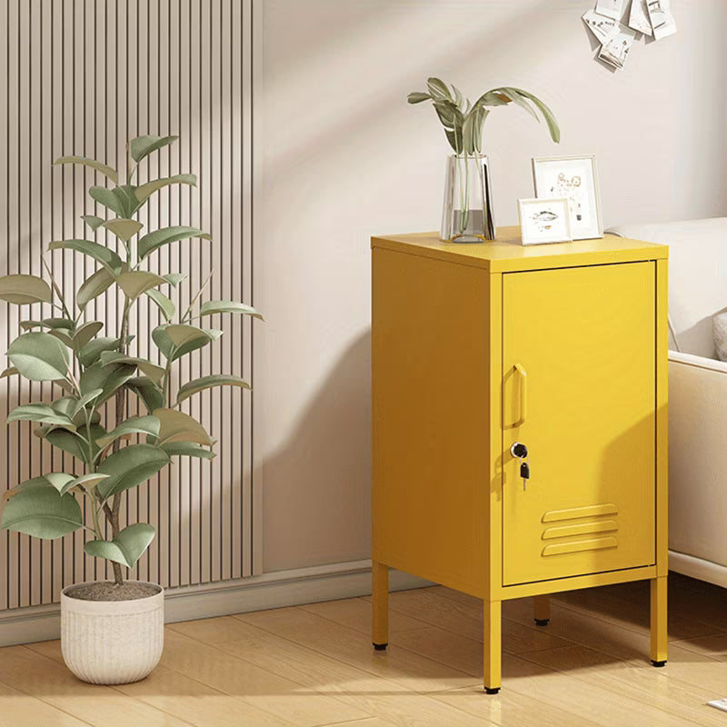 Metal Locker End Table, Single Door Metal Nightstand with 2 Adjustable Shelf, Modern Bedside Table, Versatile Side Cabinet for Bedroom