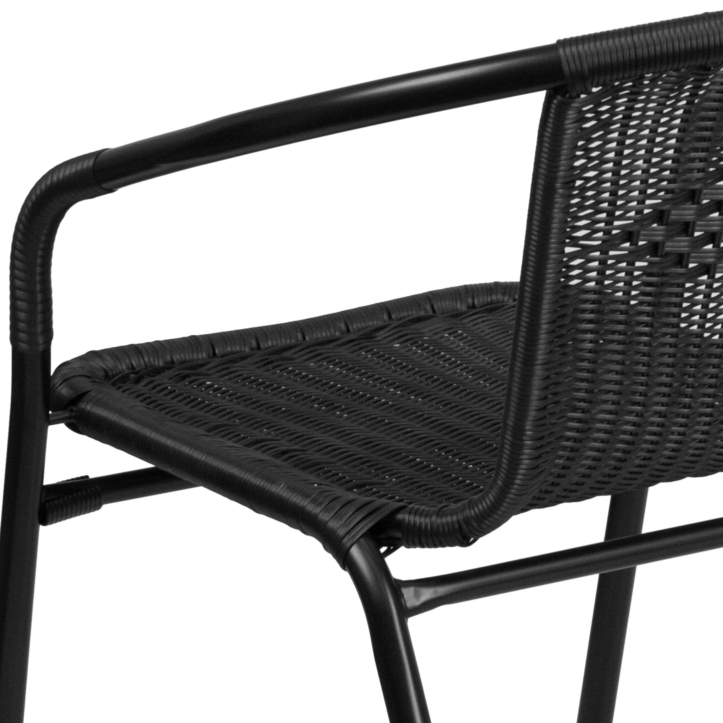 Emma + Oliver Indoor/Outdoor Stacking Rattan Restaurant Patio Chairs, Set of 2, Gray