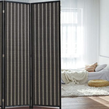 JOSTYLE 4-Panel Room Divider 6ft Tall Extra Wide Folding Privacy Screen with Diamond Double-Weave Divider for Room Separation Freestanding Red Brown