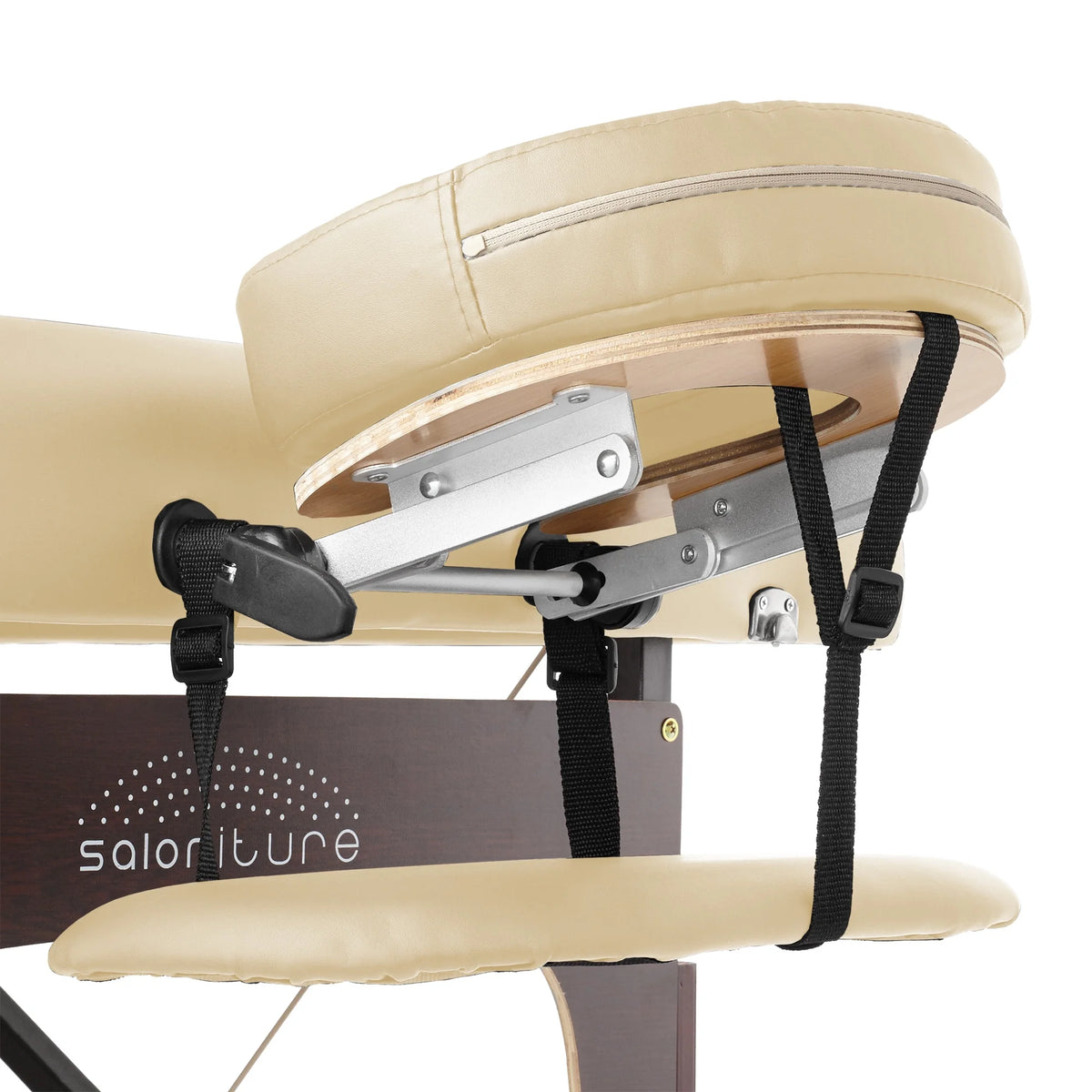 Saloniture Professional Portable Lightweight Bi-Fold Memory Foam Massage Table with Reiki Panels  - Includes Headrest, Face Cradle, Armrests and Carrying Case - Burgundy