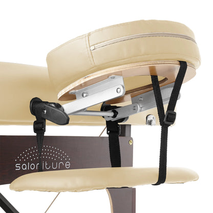 Saloniture Professional Portable Lightweight Bi-Fold Memory Foam Massage Table with Reiki Panels  - Includes Headrest, Face Cradle, Armrests and Carrying Case - Burgundy