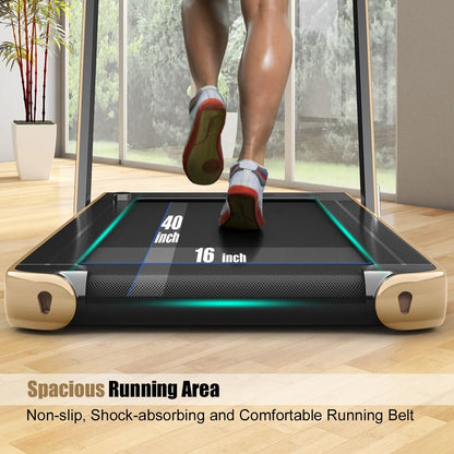 Gymax 2 in 1 Folding Treadmill 2.25HP Running Machine w/ Dual Display APP Control Black