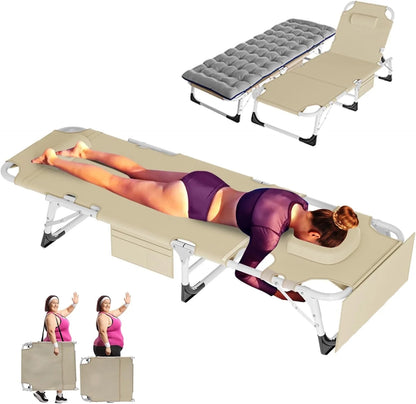 Slsy Folding Lounge Chair, 5-Position Adjustable Outdoor Reclining Chair, Folding Sleeping Bed Cot, Folding Chaise Lounge Chair for Pool Beach Patio Sunbathing