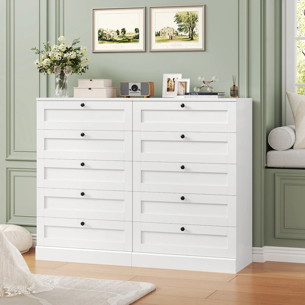 Homfa 5 Drawer White Bedroom Dresser, Modern Vertical Dresser Drawers Wood Organizer for Living Room Entryway Small Spaces
