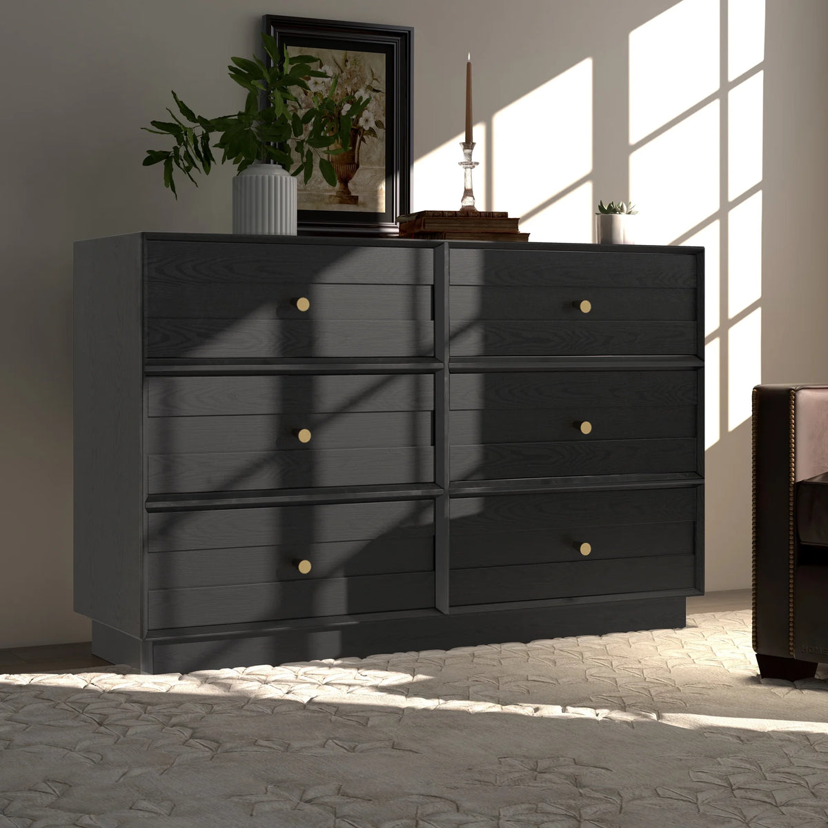 May Color Large White 3 Drawer Dresser Set of 2 with Fluted Panel, Modern Chest of Drawers with Silent Slide Drawers, Wood Accent Nightstand with Storage for Bedroom Living Room, Hallway