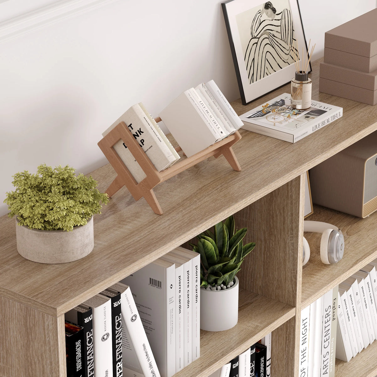 Homfa 74.3�� Double Wide 6-Tier Bookcase, Extra Large Wooden Freestanding Display Bookshelf for Home Office Living Room, White