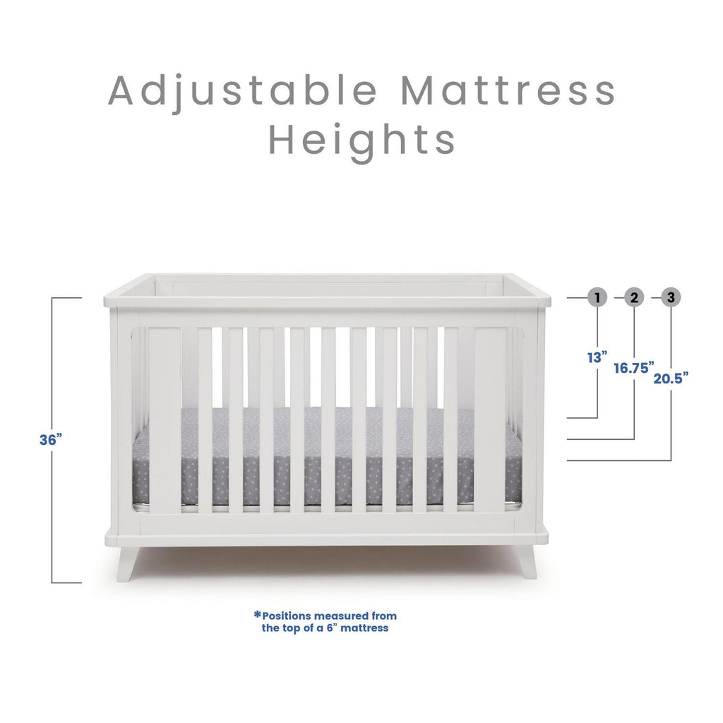 Delta Children Ava 3-in-1 Convertible Baby Crib. White