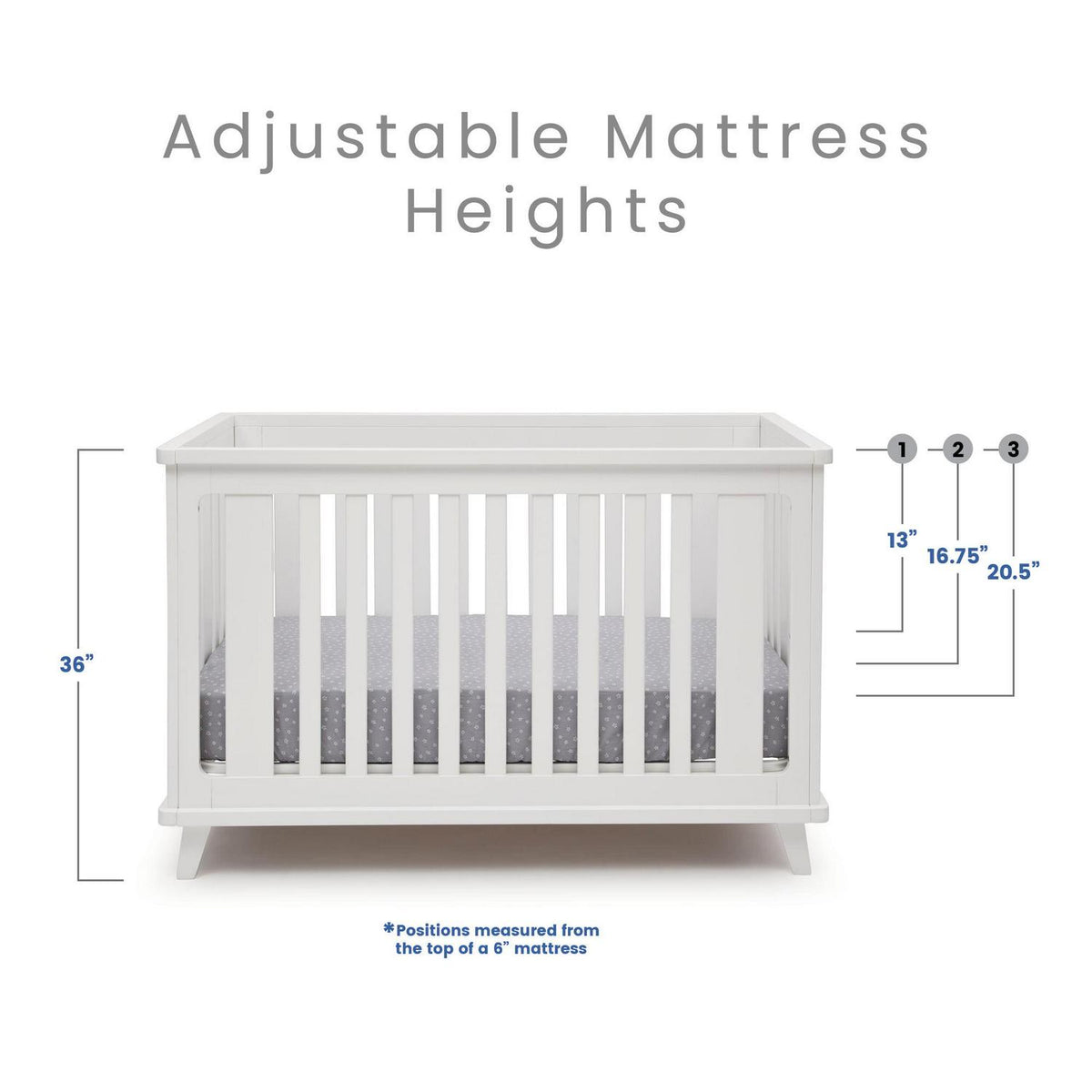 Delta Children Ava 3-in-1 Convertible Baby Crib. White