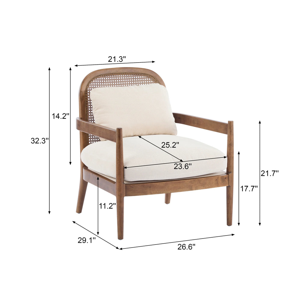 Christopher Knight Home Mid-Century Modern Accent Chairs, Wood Frame with Rattan Backrest, Grayish Green, Set of 2