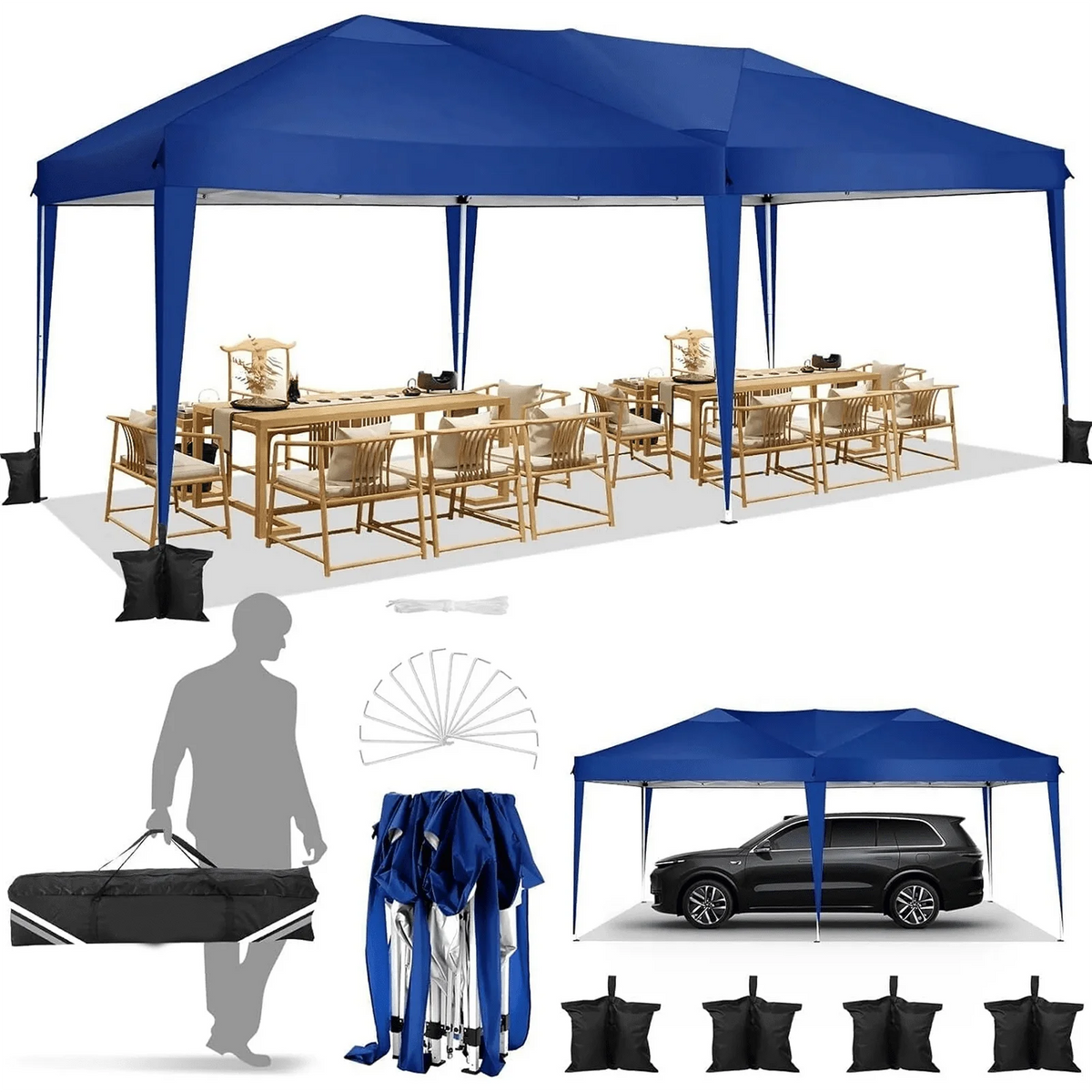 SANOPY 10'x10' EZ Pop Up Canopy Tent Outdoor Party Instant Shelter Portable Folding Beach Canopy with 4 Sandbag & Carrying Bag, Black