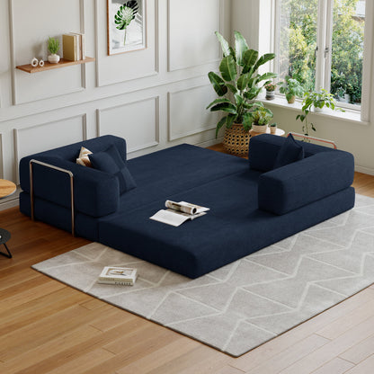 Convertible Sleeper Sofa Bed,Compressed Floor Boneless Couch,Modular Modern Corduroy Sofa for Living Room Bedroom -with Fixed-Shape Frame and Support Armrest,Easy Assembly(Green)
