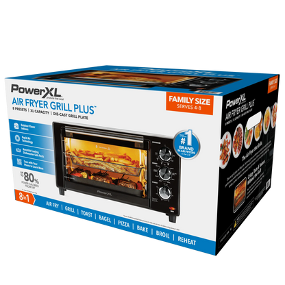 PowerXL Air Fryer Grill Plus Toaster Oven with Air Fry, 8 Functions, Black, 1500 W
