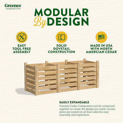 Greenes Fence Cedar Wood Composter 24" x 24" x 31", 77.3 gal.