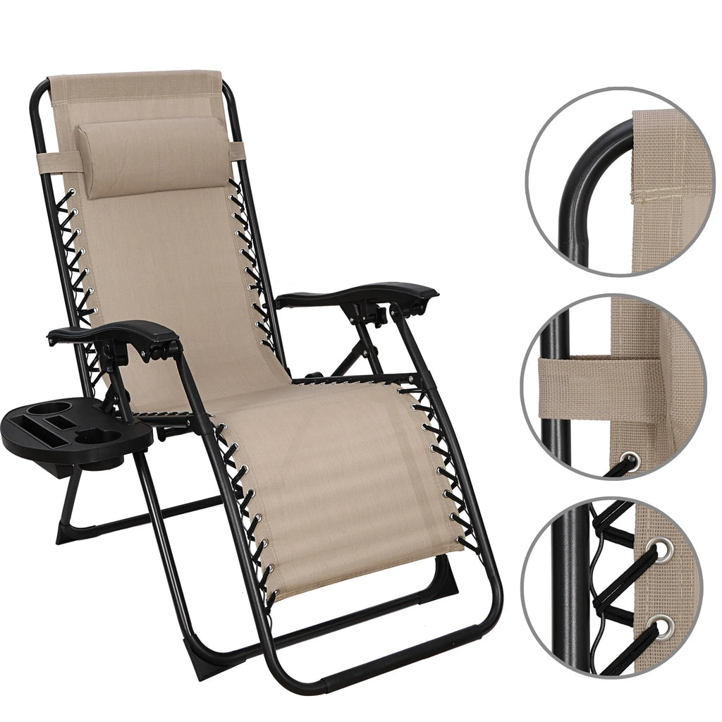 HomGarden 2 Pack Steel Zero-Gravity Chair - Beige