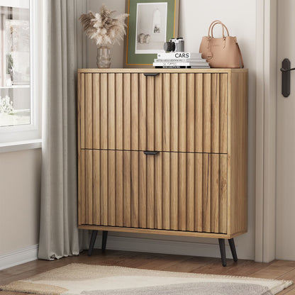 Smart FENDEE Shoe Cabinet with 2 Flip Drawers Freestanding 24 Pair Shoe Storage Cabinet for Entryway