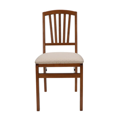 Mission Fusion Folding Chair (Set of 2)- Blush Fabric and Fruitwood