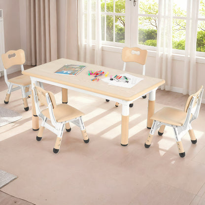 Arlopu Toddler Table and Chair Set Height Adjustable, Kids Activity Table for Reading, Drawing, Eating, Studying, Max 220lbs