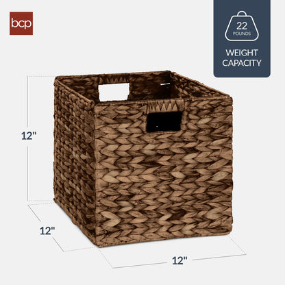 Best Choice Products 12x12in Hyacinth Baskets, Set of 5 Multipurpose Collapsible Organizers w/ Inserts - Natural