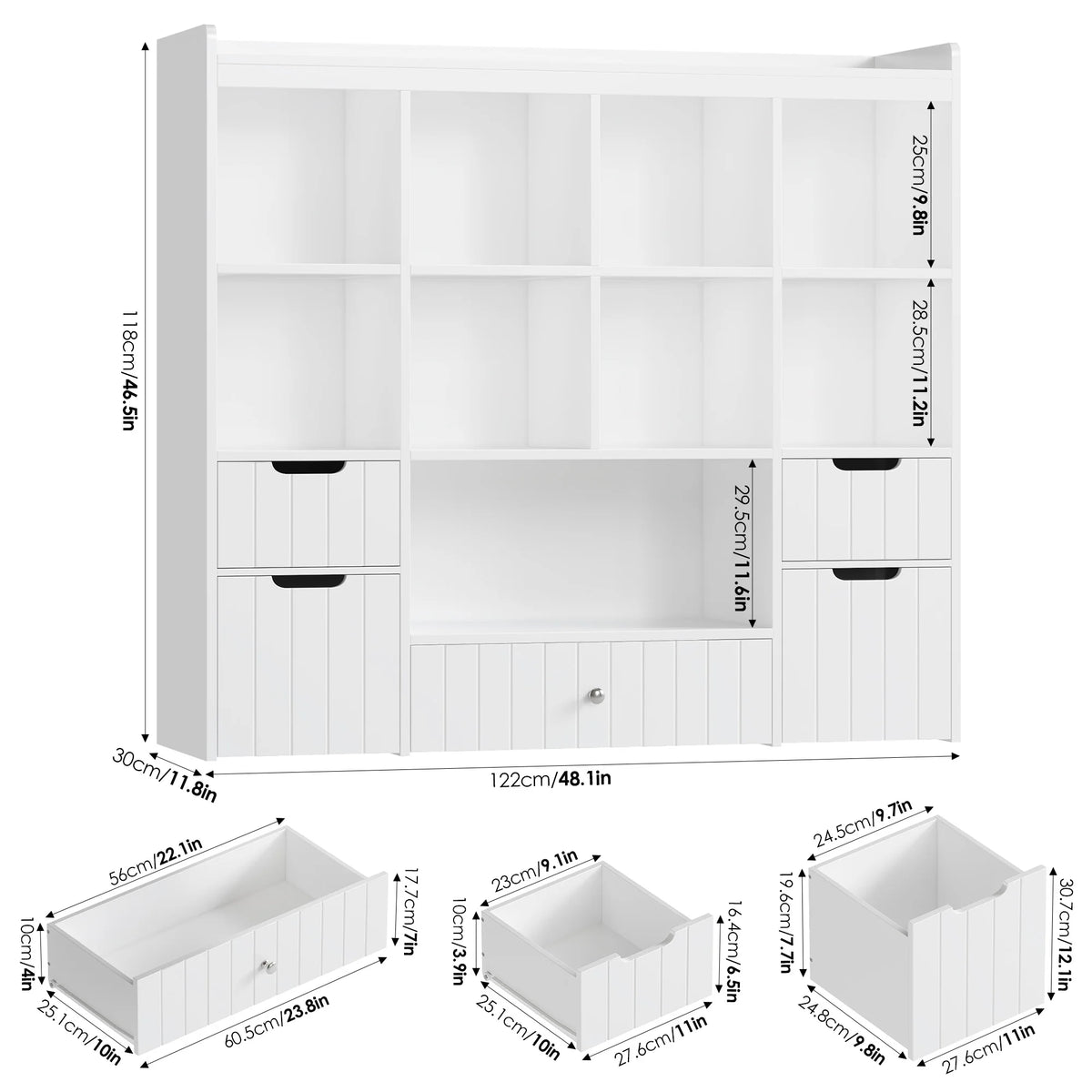 Homfa Kids Toy Storage Organizer with Cubby, Kids Toy Storage Chest with Removable Drawers, Kids Bookcase for Playroom Bedroom Living Room, Pink