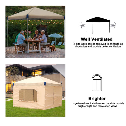 Aoodor Pop Up Canopy Tent with Removable Mesh Window Sidewalls, Portable Instant Shade Canopy with Roller Bag