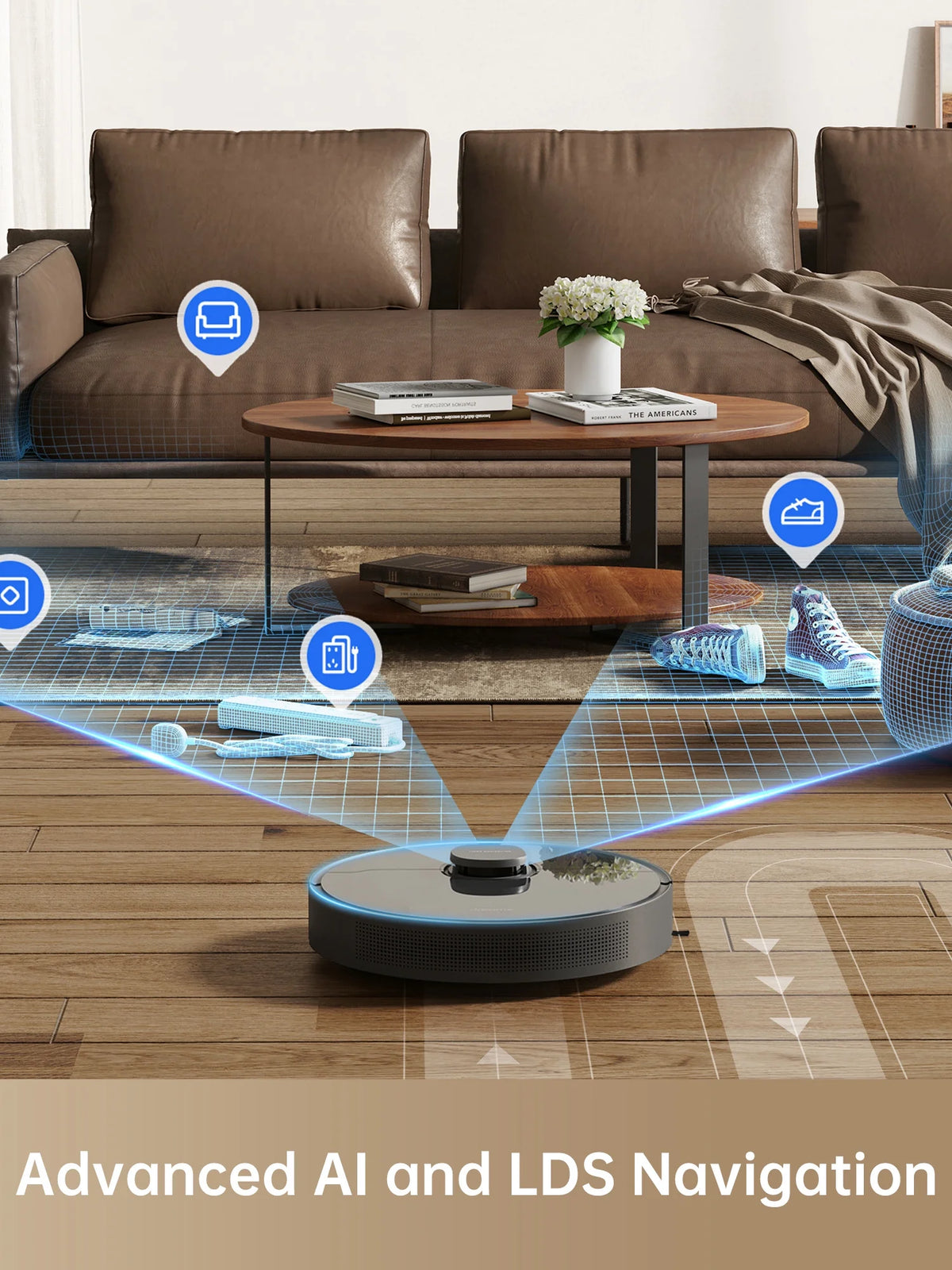 Dreame 3-in-1 Robot Vacuum and Mop, Advanced AI and LiDAR Navigation, Self-Emptying Base, D10s Plus