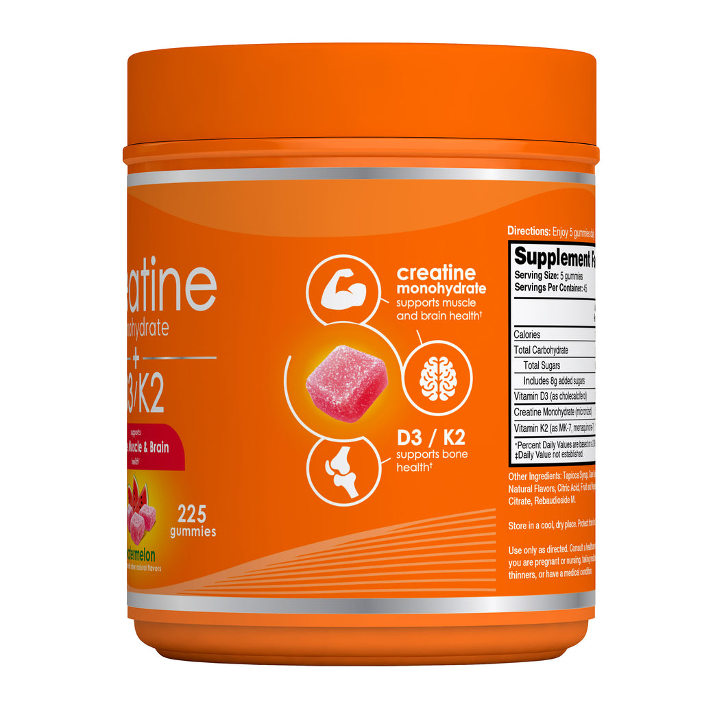 Zena Creatine Monohydrate + D3/K2 Gummies, 225-count