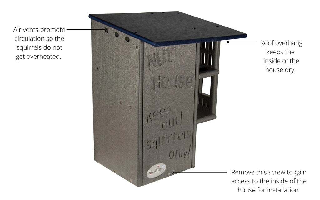 JCs Wildlife Ultimate Squirrel House Nesting Box (Blue/Gray) - A Perfect Home for Squirrels!