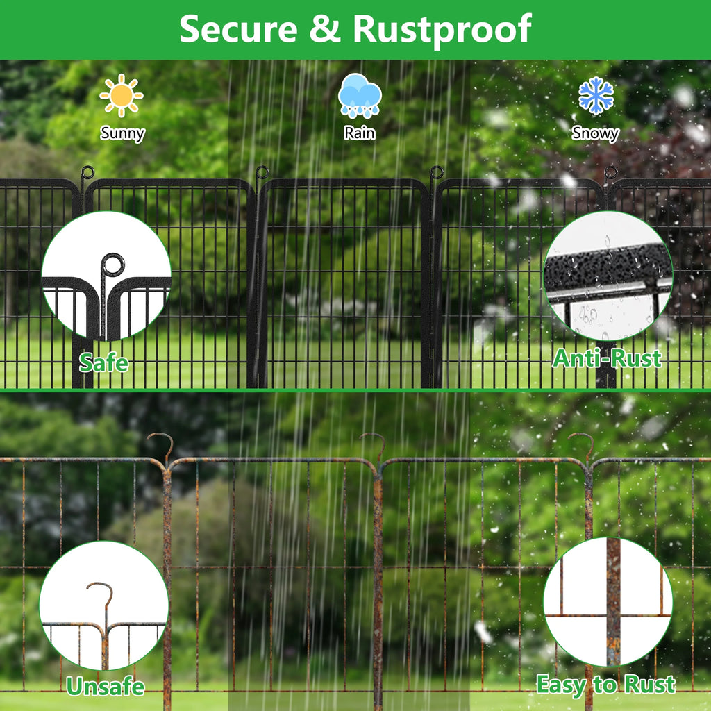 Garden Fence with Gate Fencing No Dig Fence Panels 30ft(L)��32in(H) for Yard Animal Barrier Decorative Garden Fencing for Backyard Patio Garden Fences and Borders for Dogs