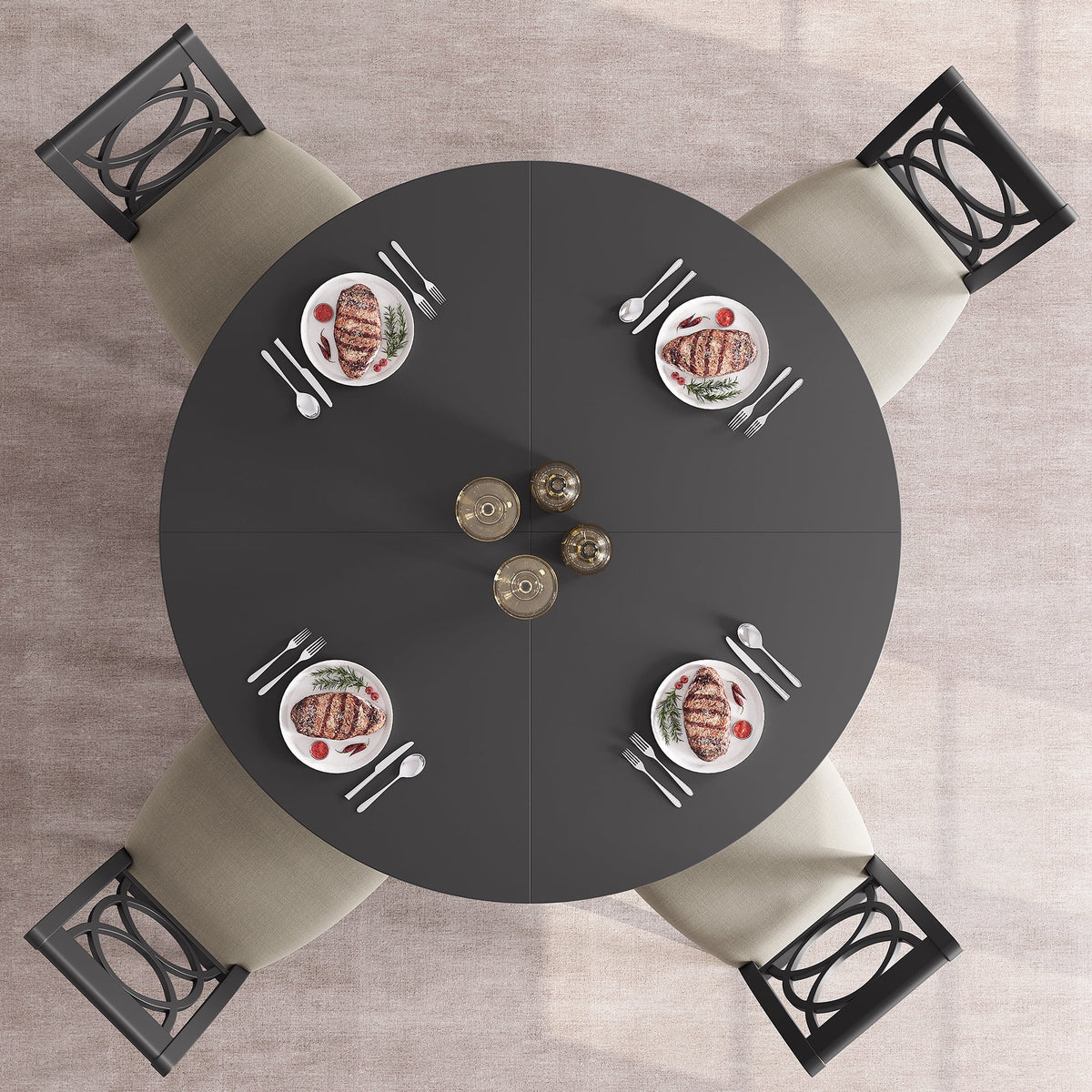 47'' Round Large Dining Table Set for 4 to 6,Mid Century Wood Dinner Table with Wide Tabletop and Cross Base,Dining Room Table for Home Dining Room or Living Room (No Chairs)