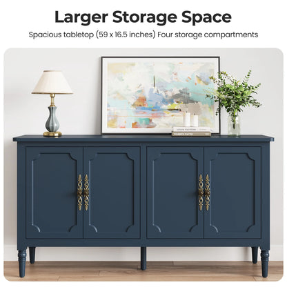 May in Color Console Cabinet, 58'' Wood Sideboard Buffet Cabinet with Storage & 4 Doors, Mid Century Modern Pantry Cabinet for Entryway, Living Room, Bedroom, Dining Room, Green