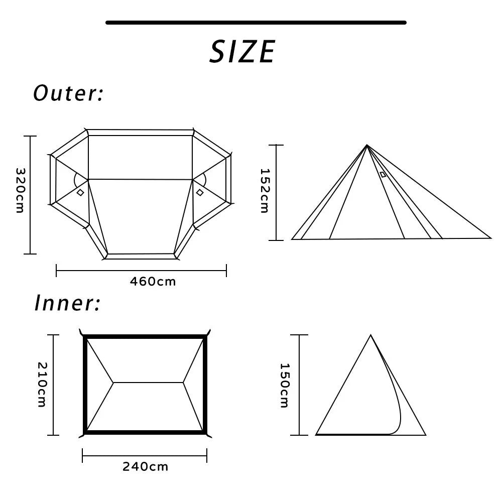 Top Lander 4 Person Tents for Camping Waterproof with Two Porch Hot Tent Bushcraft Shelter 4 Season Family Tent